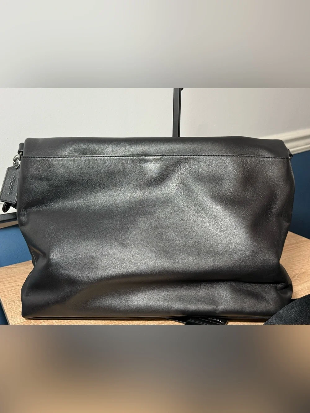 Coach Graham Foldover Tote Black Leather Crossbody Messenger Bag F50712